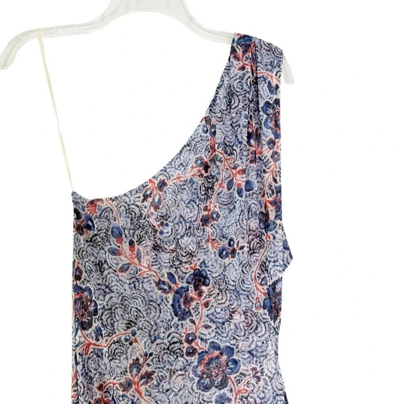 MISA Aries Mesh Cut Out Midi Dress in Feathered Floral Blue Size XL NWT - Picture 7 of 13